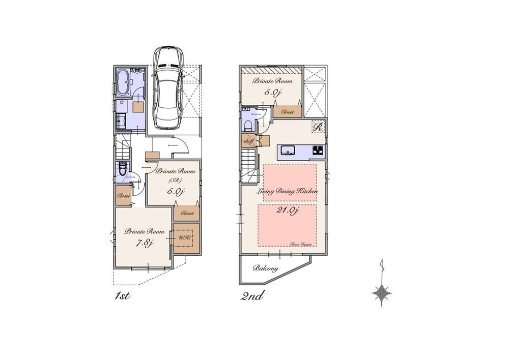 Floor plan. Price 61,900,000 yen, 2LDK+S, Land area 86.19 sq m , Building area 100.77 sq m