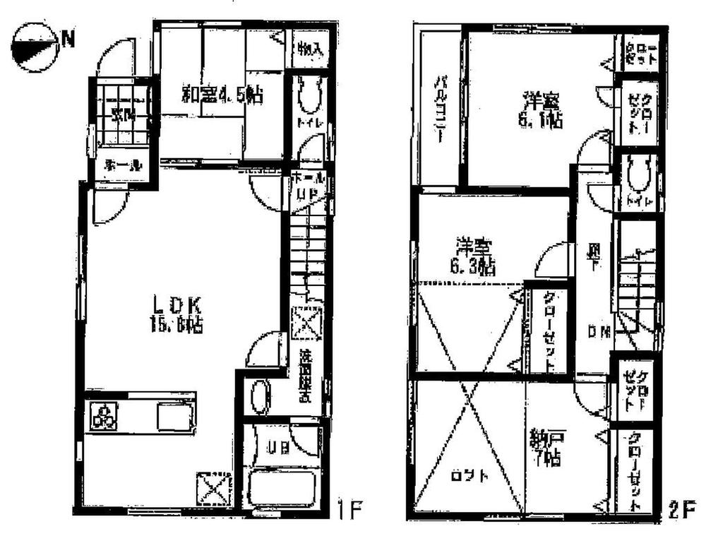 Floor plan. 61,800,000 yen, 4LDK, Land area 97.55 sq m , Building area 94.39 sq m