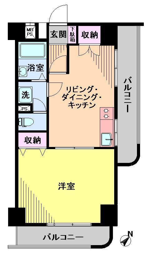 Floor plan. 1LDK, Price 14.9 million yen, Footprint 40.5 sq m , Balcony area 10.9 sq m floor plan