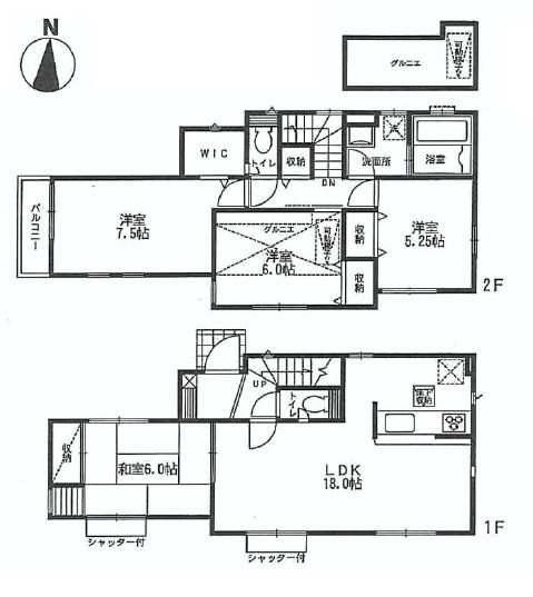 Floor plan. (1 Building), Price 73,800,000 yen, 4LDK, Land area 96.95 sq m , Building area 101.43 sq m