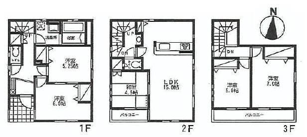 Floor plan. (Building 2), Price 65,800,000 yen, 5LDK, Land area 96.89 sq m , Building area 108.68 sq m
