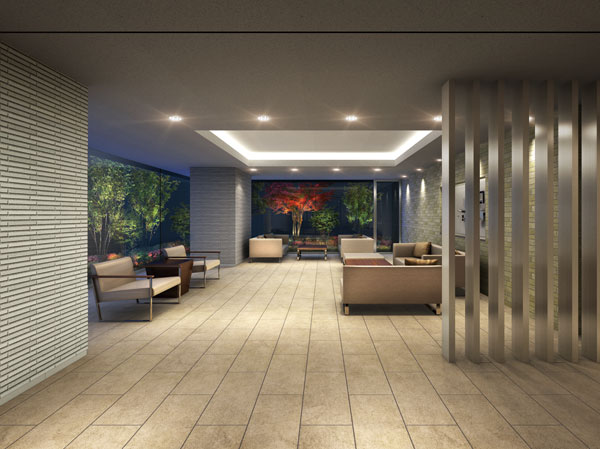 Features of the building.  [Owner's Lounge] Sense of openness to be integrated with the outside of planting through the wide glass. The space of Yingbin full of neat a calm that has been configured in a straight line, It brings peace to the daily life. (Rendering)