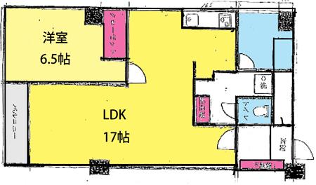 Floor plan. 1LDK, Price 23.8 million yen, Occupied area 55.62 sq m , Balcony area 2.43 sq m