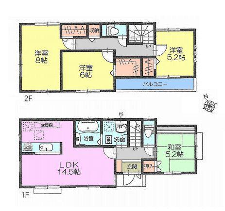 Floor plan. 65,800,000 yen, 4LDK, Land area 120 sq m , Building area 95.22 sq m