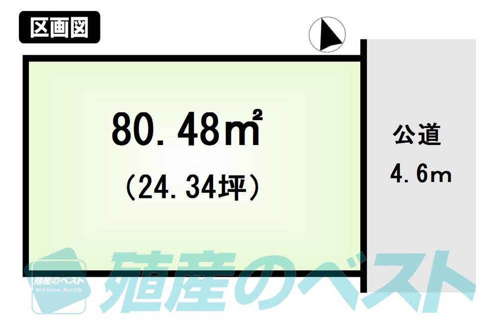 Compartment figure. Land price 55,980,000 yen, Good location of ventilation there is land area 80.48 sq m and airy