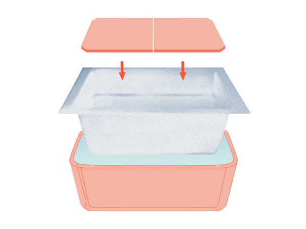 Bathing-wash room.  [Warm bath] Difficult to keep warm bath the temperature of the hot water drops. Reduce the waste of Reheating, Energy saving ・ It has extended cost-saving effect. (Conceptual diagram)