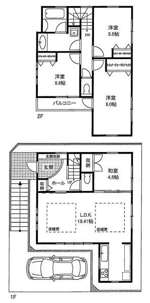 Floor plan. 80 million yen, 4LDK, Land area 100.1 sq m , Building area 98.13 sq m