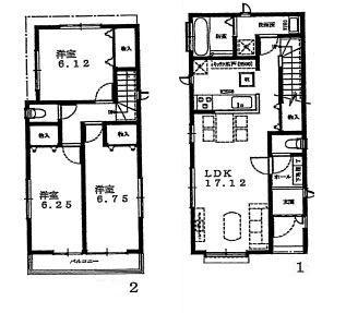 Floor plan. (1 Building), Price 63,800,000 yen, 3LDK, Land area 92.8 sq m , Building area 85.39 sq m