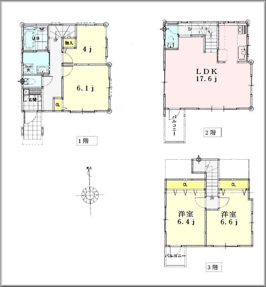 Floor plan. (B Building), Price 51,800,000 yen, 2LDK+2S, Land area 69.67 sq m , Building area 95.87 sq m