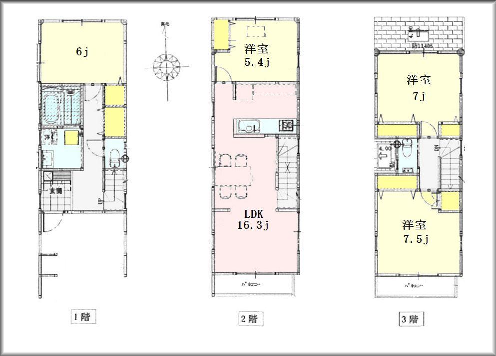 Floor plan. (A Building), Price 56,800,000 yen, 3LDK+S, Land area 65.66 sq m , Building area 109.34 sq m