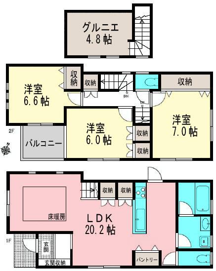 Floor plan. 71,300,000 yen, 3LDK, Land area 122.32 sq m , Building area 94.4 sq m