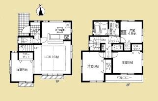 Floor plan. (Building 2), Price 53,800,000 yen, 4LDK, Land area 87.5 sq m , Building area 85.86 sq m