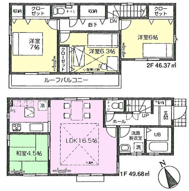 Floor plan. 58,800,000 yen, 4LDK, Land area 100.01 sq m , Building area 96.05 sq m