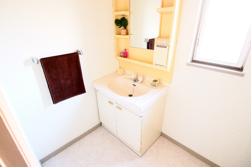 Washroom. Happy independence wash basin in the family