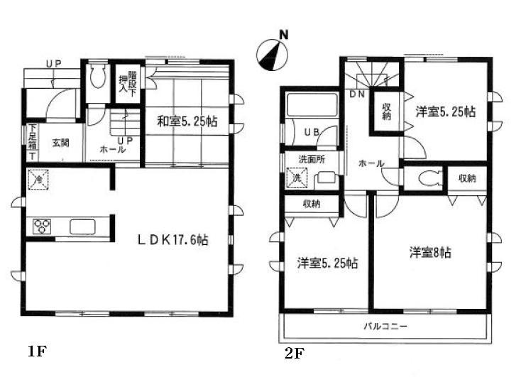 Floor plan. (B Building), Price 63,800,000 yen, 4LDK, Land area 87.37 sq m , Building area 93.56 sq m