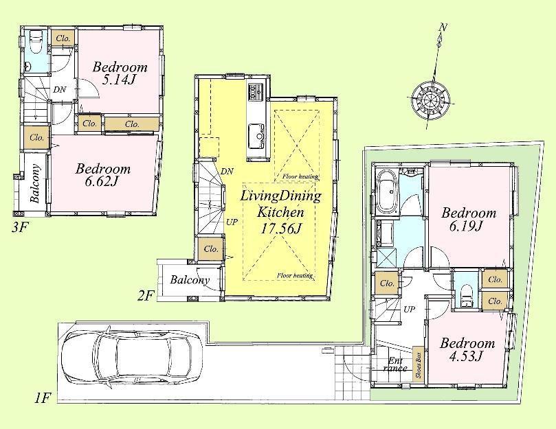Floor plan. (B Building), Price 50,800,000 yen, 4LDK, Land area 73.2 sq m , Building area 92.31 sq m