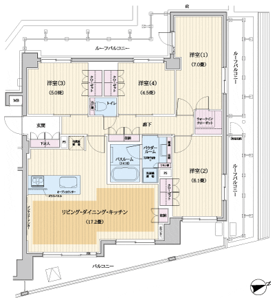Floor: 4LDK + Wic, the occupied area: 87.62 sq m, price: 73 million yen, currently on sale