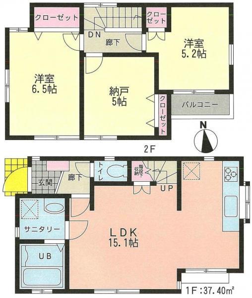 Floor plan. 49,800,000 yen, 3LDK, Land area 85.18 sq m , Building area 72.52 sq m