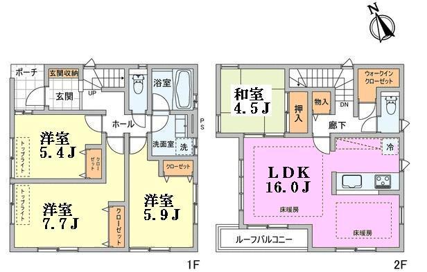 Floor plan. 54,800,000 yen, 4LDK, Land area 109.43 sq m , Taken between the building area 100.19 sq m D Building