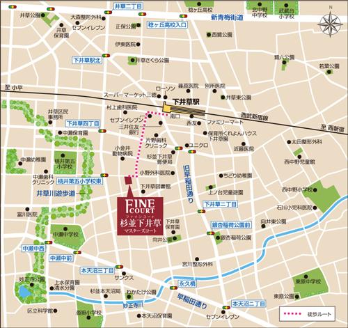 Local guide map. Seibu Shinjuku Line to the nearest station from the "Shimo Igusa" station, Located just a 5-minute walk. From the south entrance, Flat road in the substantially straight. Educational facilities and public facilities, Commercial facility can be said to be close to balance well trimmed good location (local guide map)