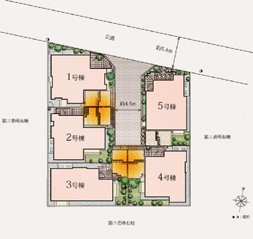 The entire compartment Figure. Through the planting 栽計 images and wind in consideration of the privacy, Secure a space to create a Hidamari. All mansion, Site area of about 32 square meters and (about 106 sq m) or more, One House, Determine the flavor and independence of one House, Create room mansion (the entire section view)
