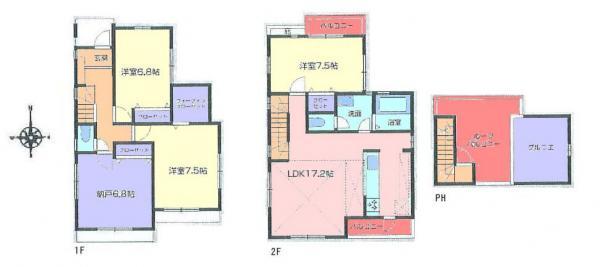Floor plan. 66,800,000 yen, 3LDK+S, Land area 105.05 sq m , Building area 104.62 sq m