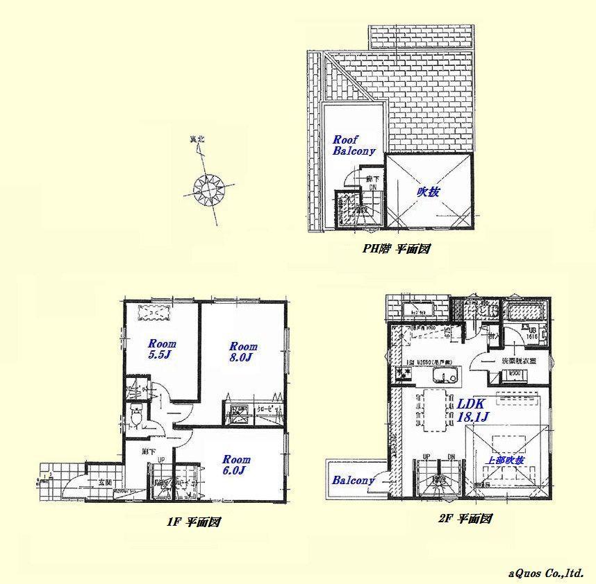 Floor plan. (C Building), Price 54,800,000 yen, 3LDK, Land area 87.92 sq m , Building area 87.27 sq m