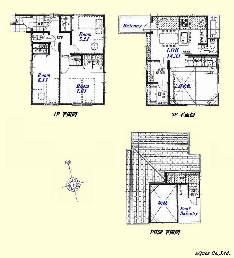 Floor plan. (D Building), Price 55,800,000 yen, 3LDK, Land area 87.86 sq m , Building area 85.25 sq m