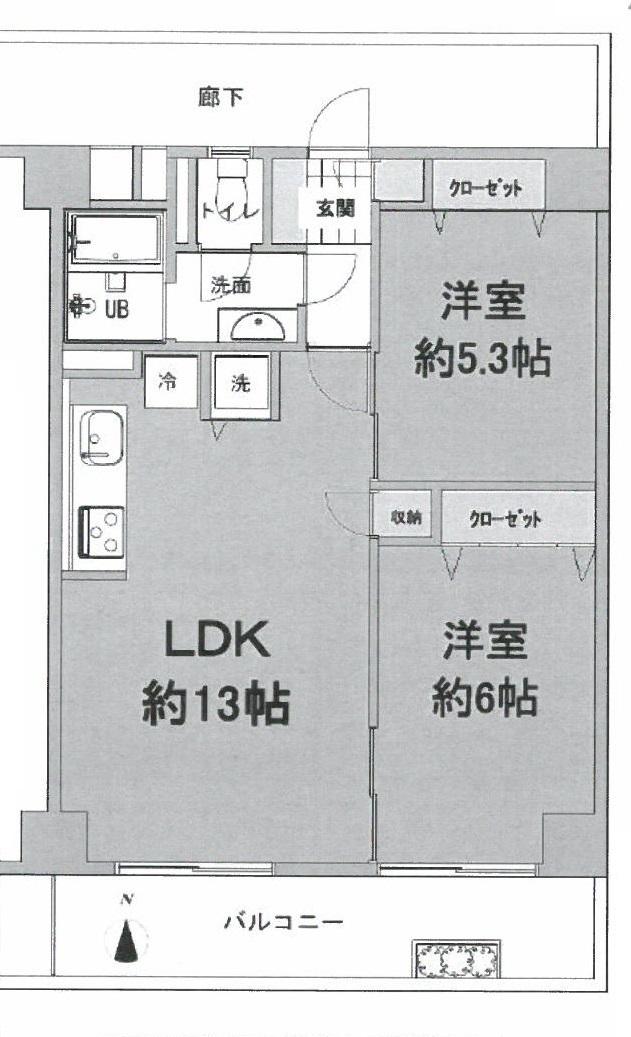 Floor plan. 2LDK, Price 24,800,000 yen, Footprint 59.4 sq m , Balcony area 8.58 sq m