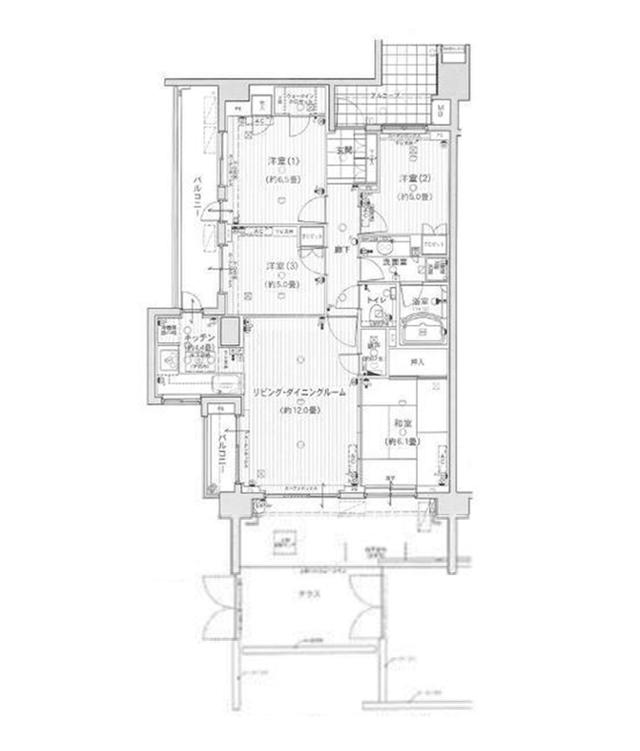 Floor plan. 4LDK, Price 53,800,000 yen, Occupied area 85.88 sq m , Balcony area 12.63 sq m