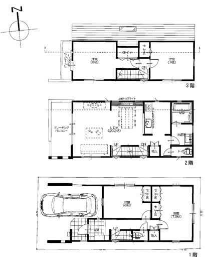 Floor plan. 69,800,000 yen, 4LDK, Land area 77.23 sq m , Building area 110.15 sq m