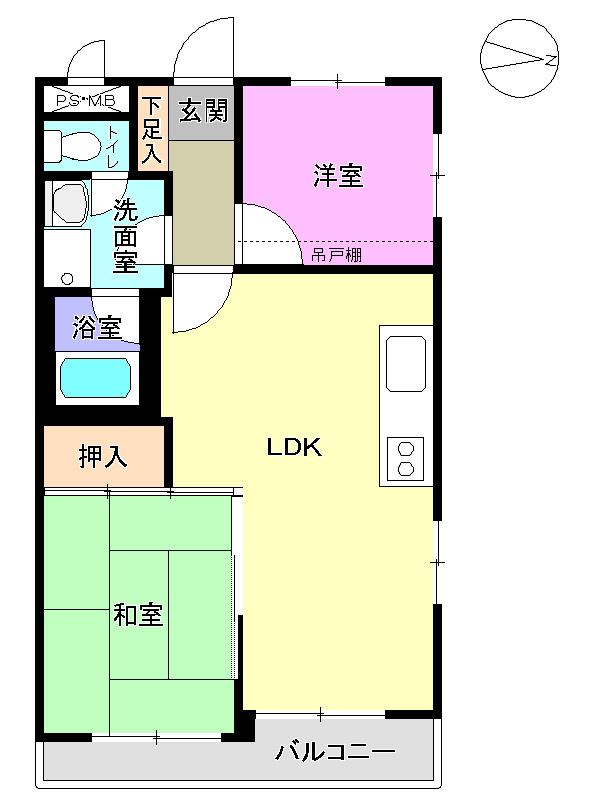 Floor plan. 2LDK, Price 25,800,000 yen, Occupied area 50.26 sq m , Balcony area 4.82 sq m
