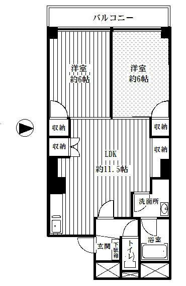 Floor plan. 2LDK, Price 19.9 million yen, Occupied area 54.42 sq m , Balcony area 5.05 sq m