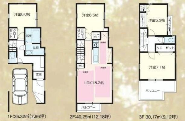 Floor plan. (A Building), Price 50,800,000 yen, 4LDK, Land area 60.8 sq m , Building area 96.78 sq m