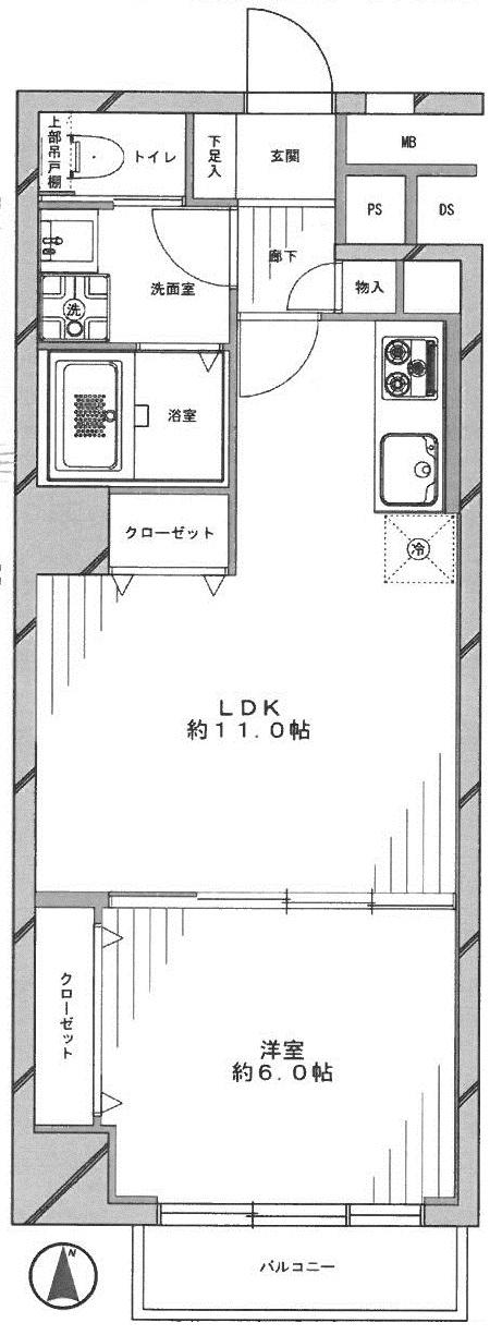 Floor plan. 1LDK, Price 17.8 million yen, Occupied area 42.46 sq m , Balcony area 3 sq m