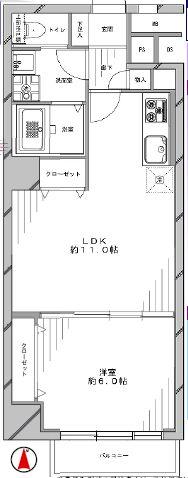 Floor plan. 1LDK, Price 17.8 million yen, Occupied area 42.46 sq m , Balcony area 3 sq m