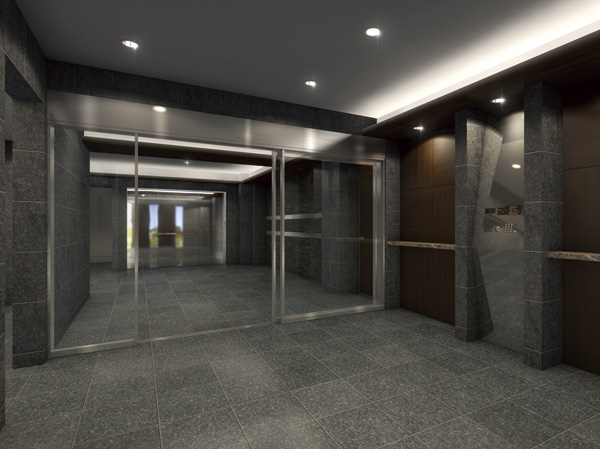 Shared facilities.  [Total planning of obtaining the affluent life] Entrance fine space hall that combines profound and calm. Cool in natural tones, Meets the live people and of the people who visit heart. If Sugire the Entrance Hall, The courtyard there is the promenade continues into the green. Such as pet and walk so you can enjoy the love, Pets foot washing place has also been prepared, Space is the only of the rest who live here. (Entrance Hall Rendering / Same as on the left.)