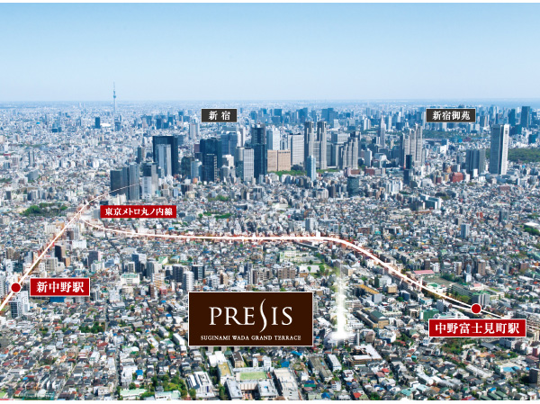 Surrounding environment. Enjoy the convenience of being able to feel free to access to central Tokyo. (In fact a slightly different is subjected to some CG processing in aerial photographs taken near the site (March 2013 shooting). Also, Light representing the position of the local does not indicate the scale and height of the building)