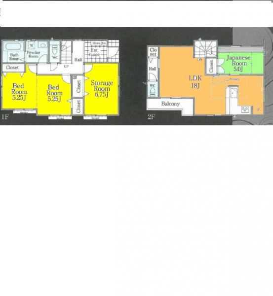 Floor plan. 64,800,000 yen, 4LDK, Land area 106.25 sq m , Building area 96.46 sq m