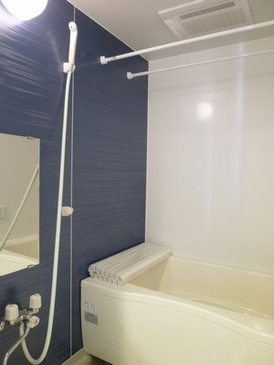 Bath. Bathroom of modern impression wall of the Blue.