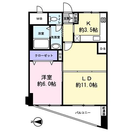 Floor plan. 1LDK, Price 23.5 million yen, Occupied area 44.71 sq m , Balcony area 5.72 sq m