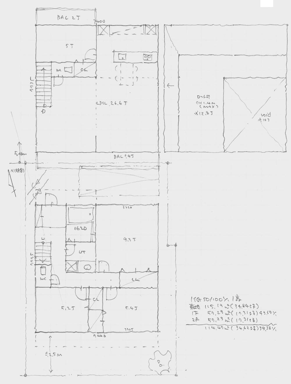 Building plan example (floor plan). Building reference price 18 million yen