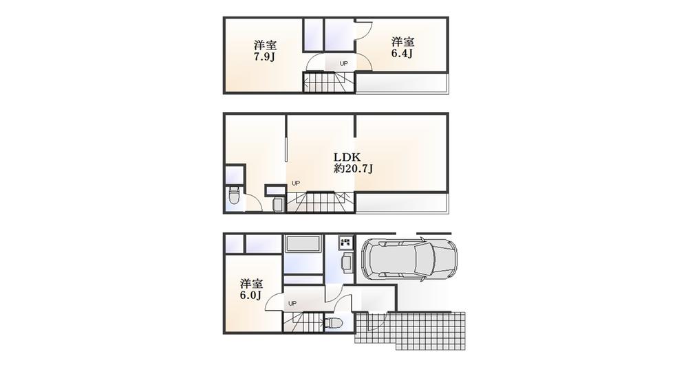 Floor plan. 54,500,000 yen, 3LDK, Land area 70.8 sq m , Building area 114.2 sq m