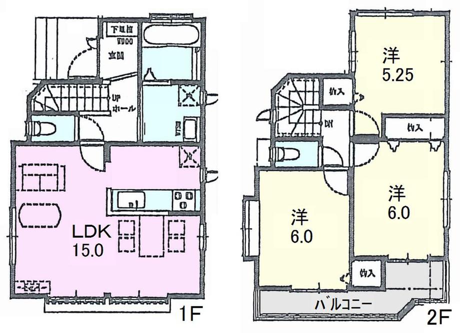 Floor plan. 51,800,000 yen, 3LDK, Land area 96.1 sq m , Building area 76.18 sq m