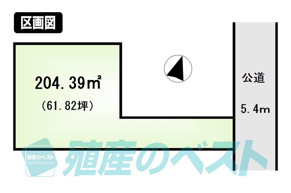 Compartment figure. Land price 50 million yen, 3m contact road to the land area 204.39 sq m 5.4m public road. Parking 3 units can be.