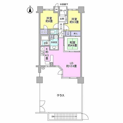 Floor plan.  [Floor plan] 3LDK type of occupied area 70.86 sq m Terrace area 49.3