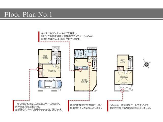Floor plan. (1 Building), Price 56,800,000 yen, 3LDK+S, Land area 50.18 sq m , Building area 93.95 sq m