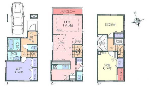 Floor plan. 59 million yen, 2LDK+S, Land area 61.5 sq m , Building area 91.12 sq m