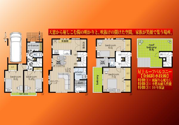 Floor plan. 69,780,000 yen, 4LDK, Land area 66.12 sq m , Building area 112.98 sq m floor plan