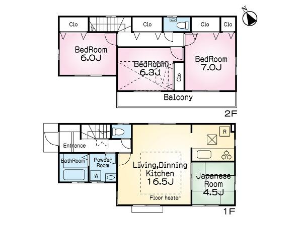 Floor plan. 54,800,000 yen, 3LDK + S (storeroom), Land area 100.01 sq m , Building area 96.05 sq m